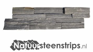Zwarte Lei Natuursteenstrips - heel paneel - z-vorm. Formaat 55 cm lang x 15 cm breed.